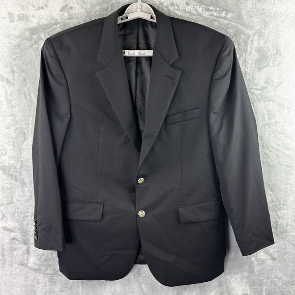 Chaps Other - Chaps Men's Black Wool Blazer Jacket Size 42R Classic 2-Button Sport‎ Coat*